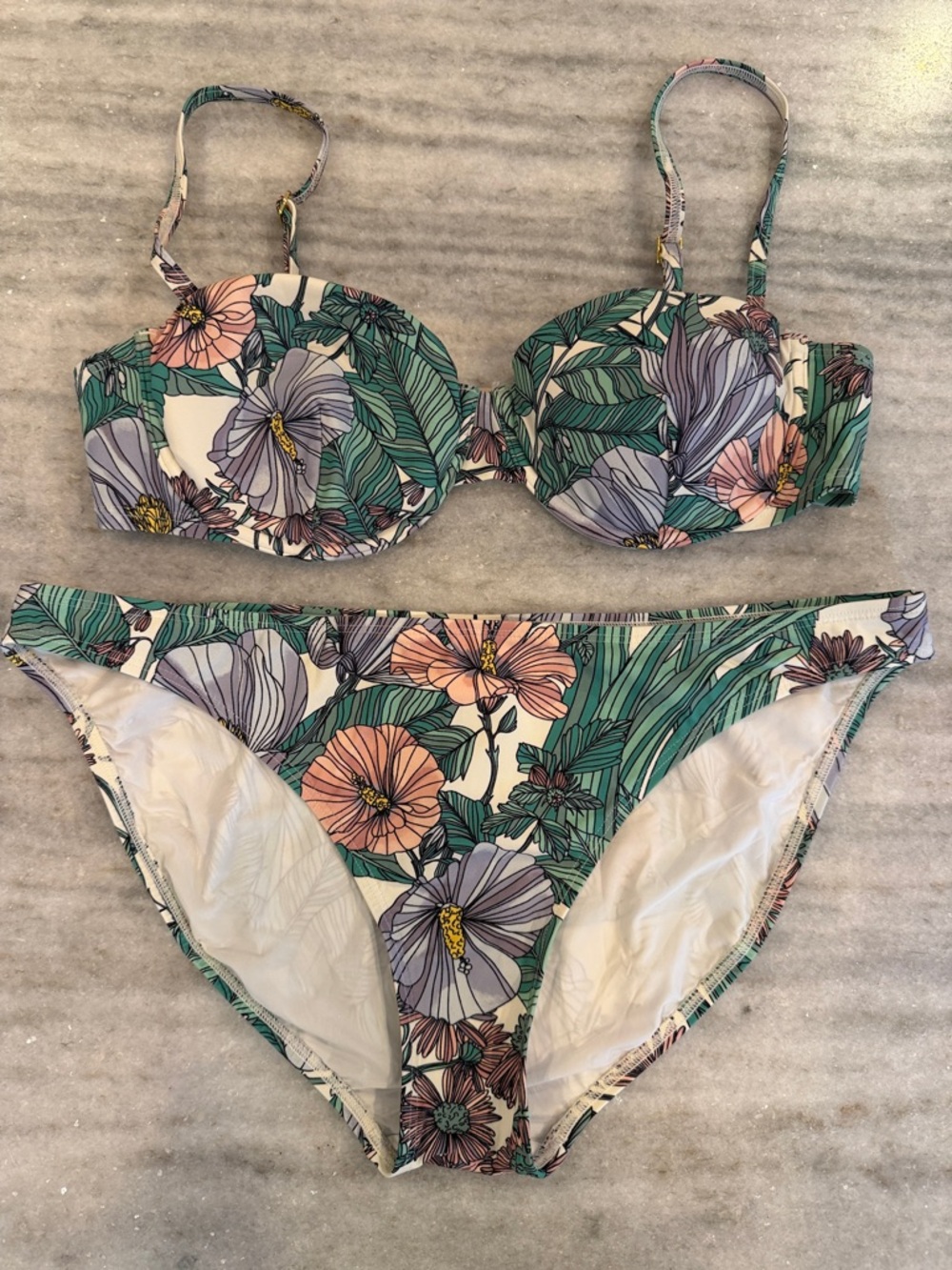 Women’s Tory Burch Hibiscis Tropical Print Bikini, Size L